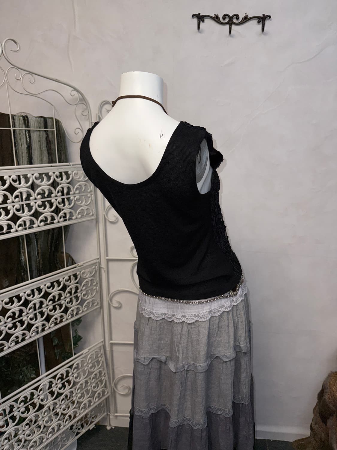 Black bohemian floral lace sleeveless 상품이미지5