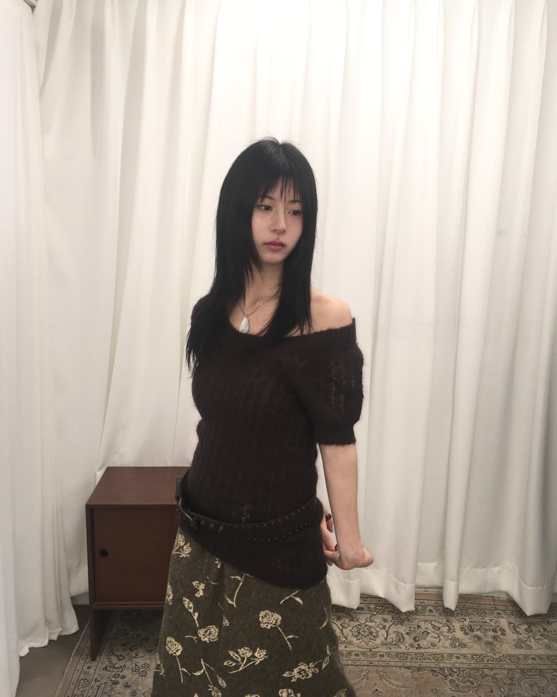 브라운 반팔니트 상품이미지1