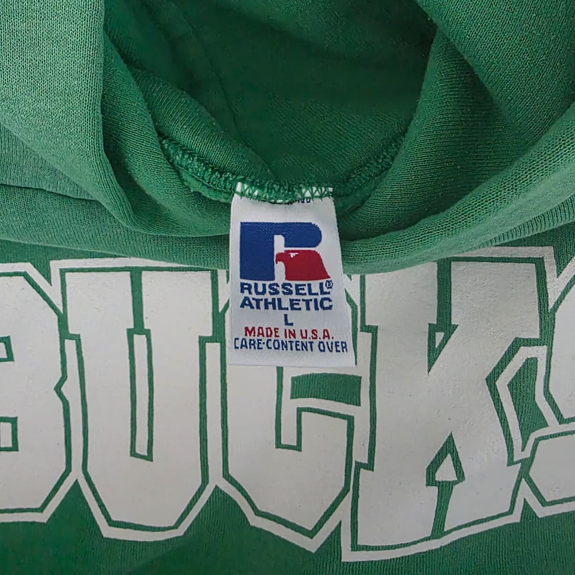 [L] 90s 빈티지 러셀 애슬레틱 라이트 그린 후드티 후디 썬페이드 상품이미지5