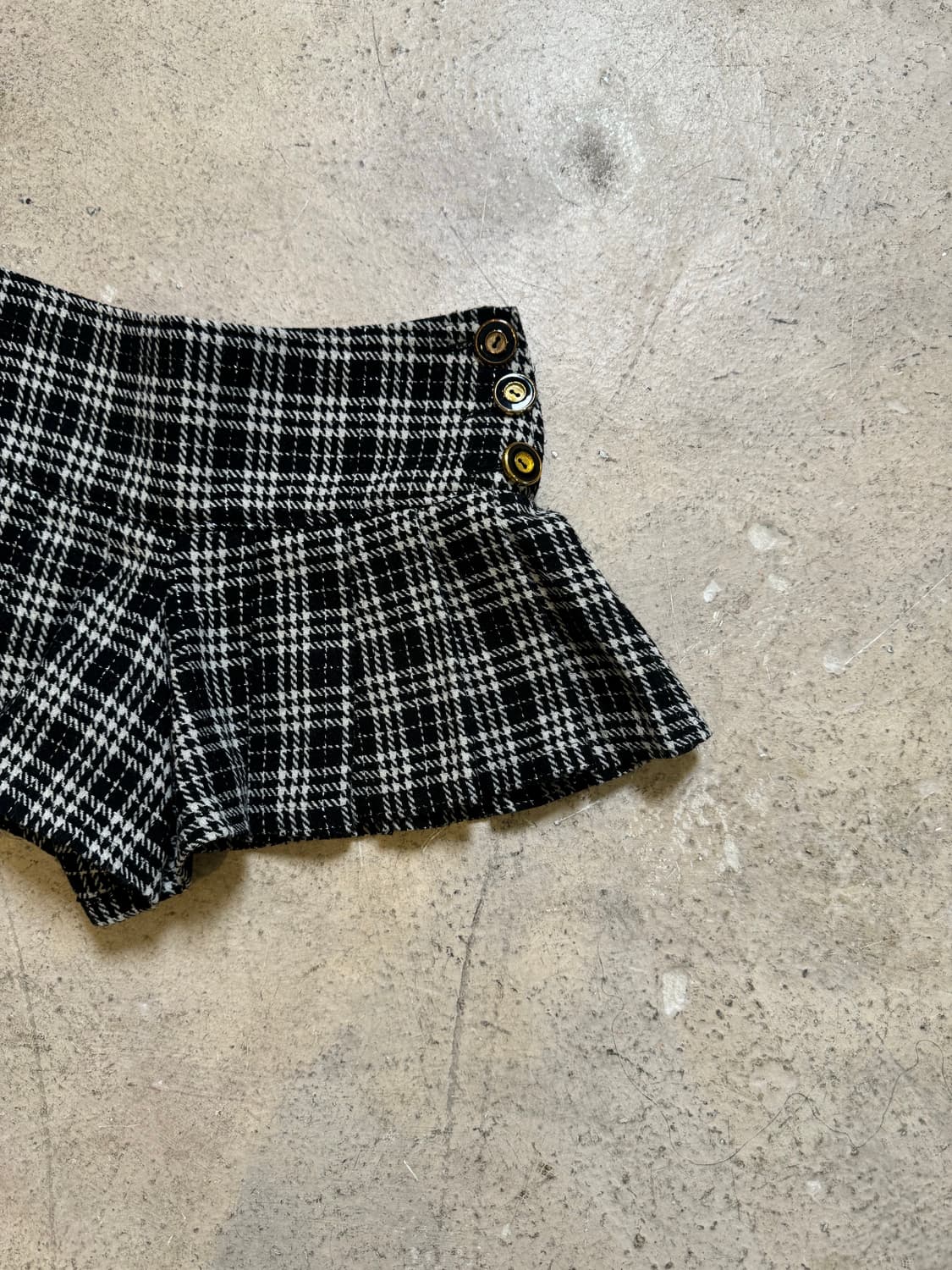 사이드 버튼 체크 큐롯팬츠 상품이미지4