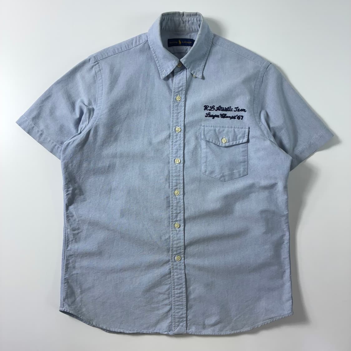 Polo  폴로 랄프로렌 자수 코튼 RL 팀리그 샴브레이 반팔 셔츠 상품이미지4