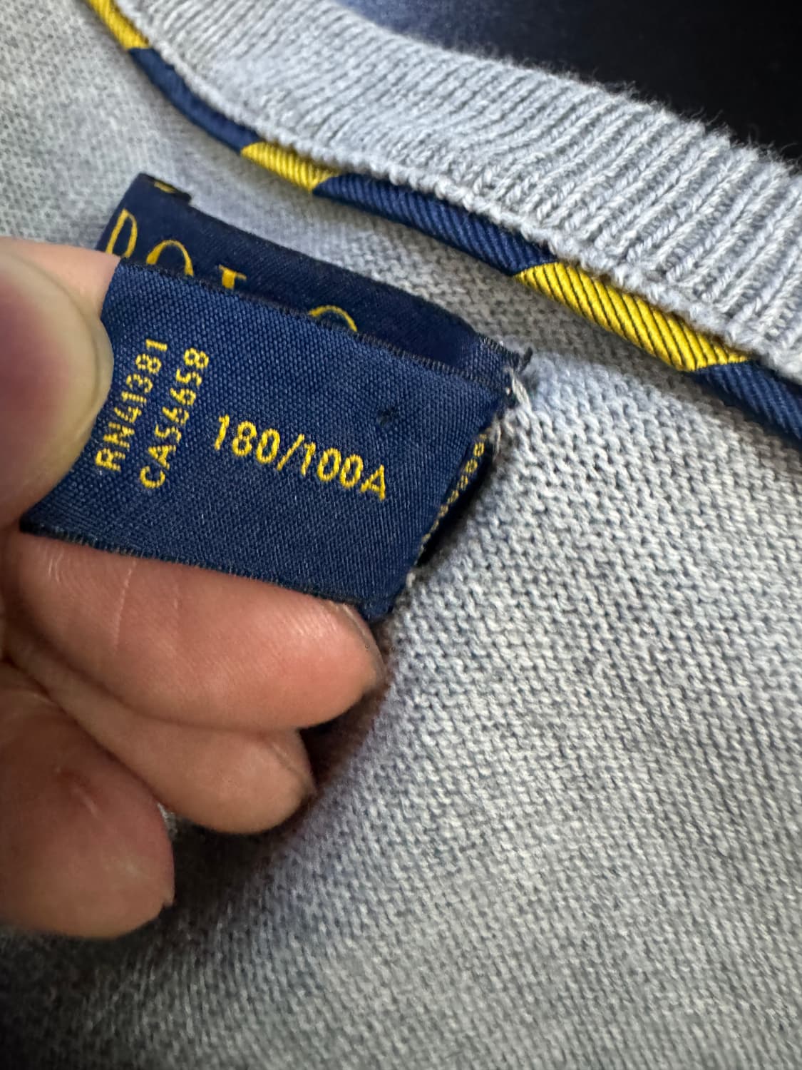 정품!! 폴로 랄프로렌 피마코튼 브이넥 코튼 니트 L 그레이 상품이미지4