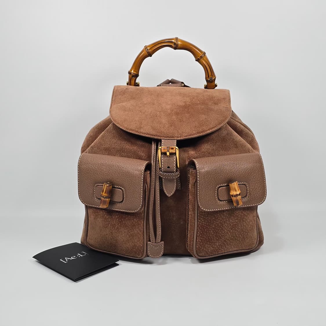 구찌 스웨이드 뱀부 투포켓 백팩 상품이미지1