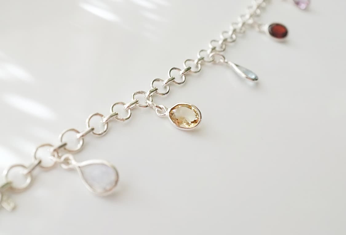925 실버 천연석 참달린 데일리 심플 팔찌 상품이미지5