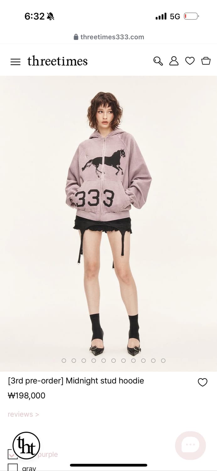 쓰리타임즈 미드나잇 스터드 후디 Midnight stud hoodie 상품이미지1
