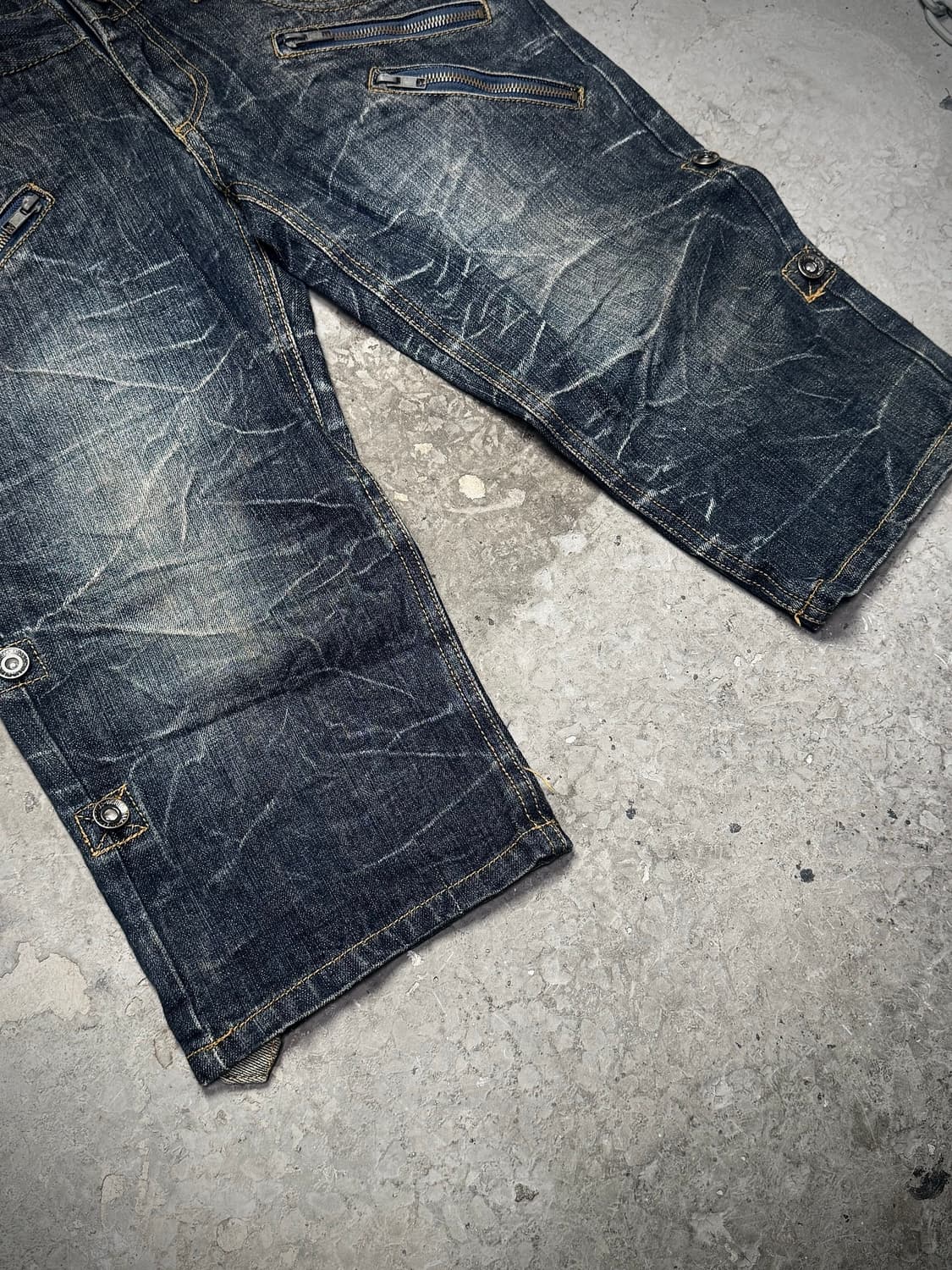Double Belt Patchwork Denim Shorts   상품이미지5