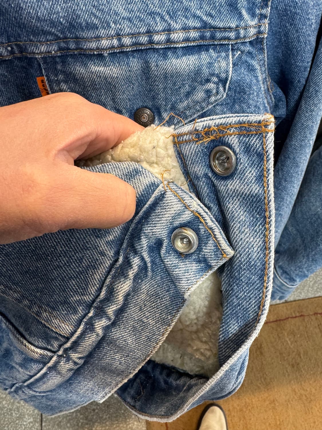 80s 리바이스 빈티지 오렌지탭 쉐르파 데님 트러커 자켓 웨스턴 상품이미지7