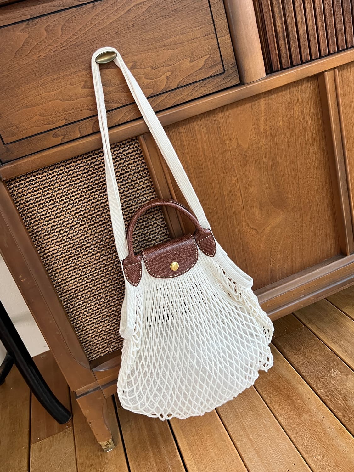 롱샴 르 플리아쥬 필레 탑핸들 네트백 에크루 상품이미지2