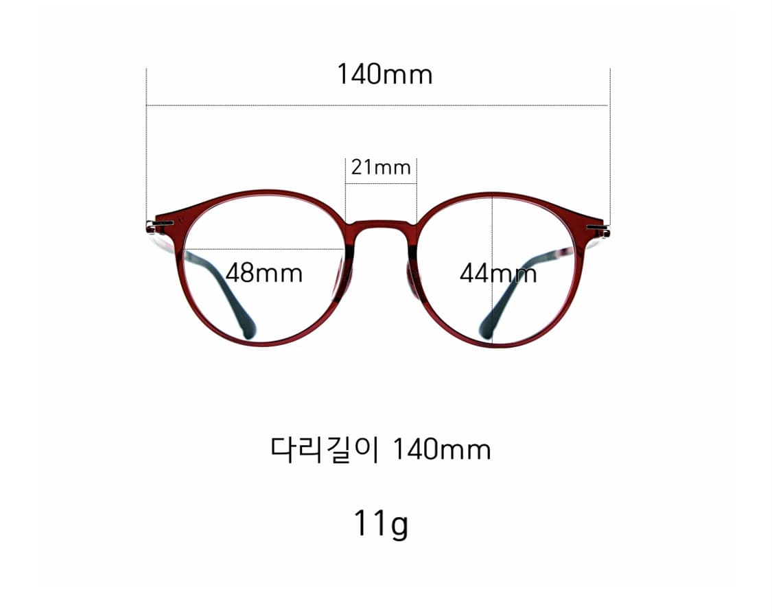 48사이즈의 다크버건디 컬러의 울템안경, 11그램
 상품이미지8