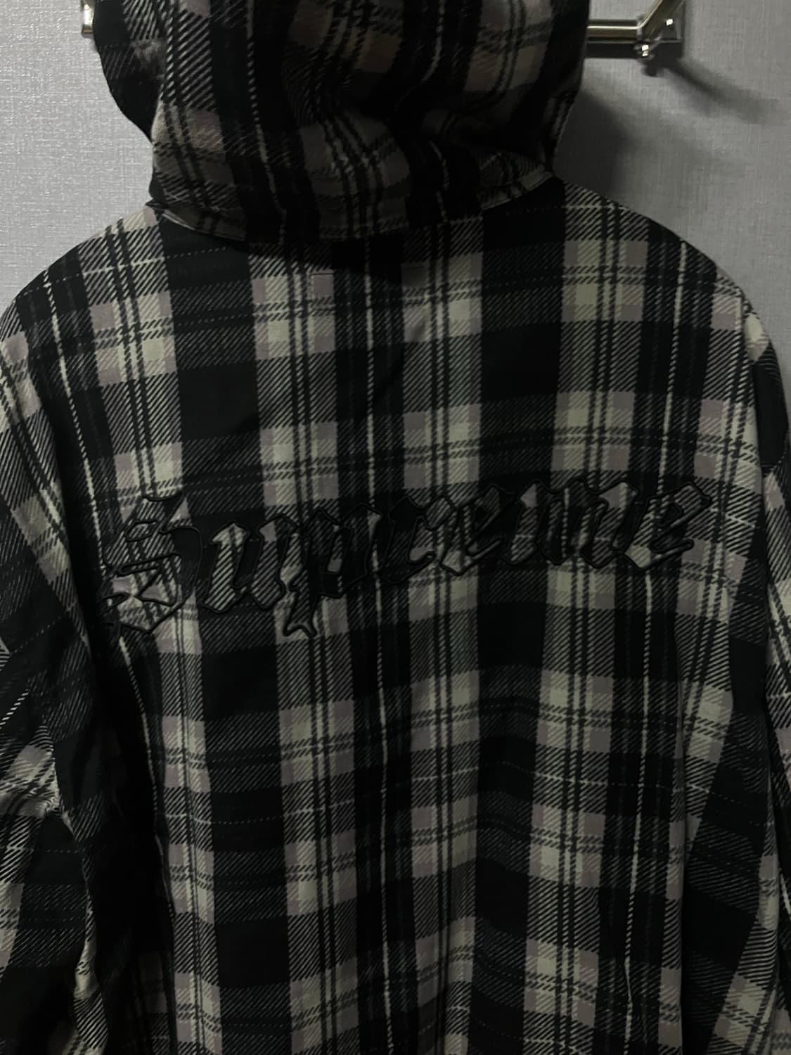 슈프림 프린티드 후드 플란넬 셔츠 블랙 L 상품이미지2
