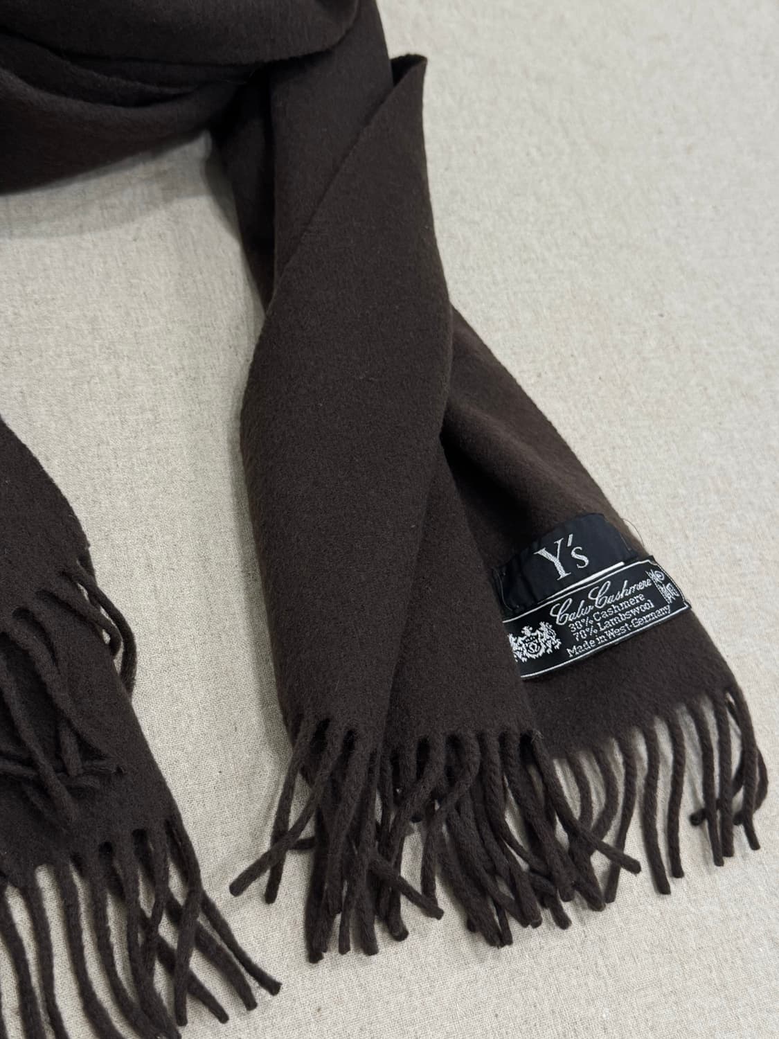 요지야마모토 울캐시미어 브라운 머플러 상품이미지4