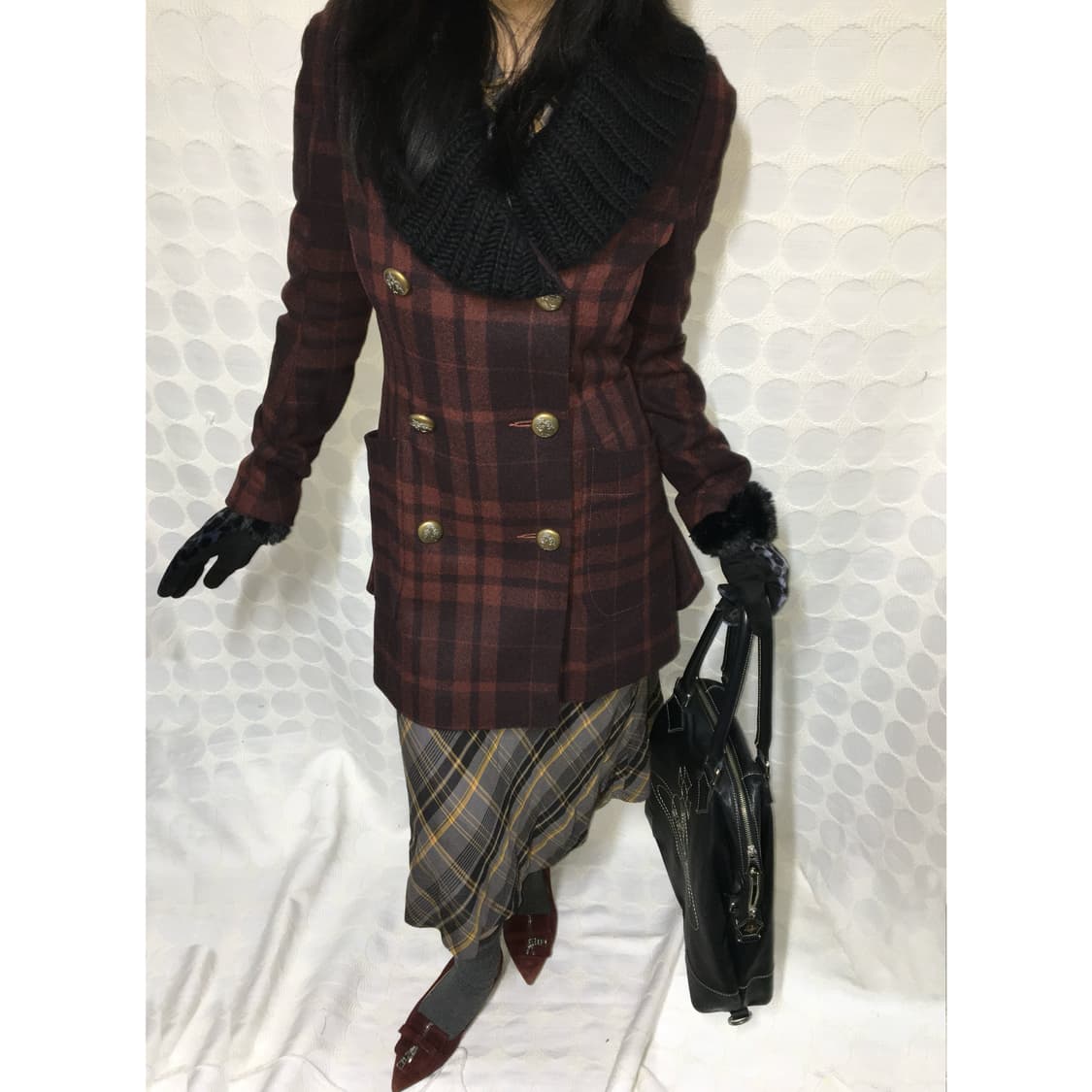 비비안 웨스트우드 체크 더블버튼 코트 상품이미지1