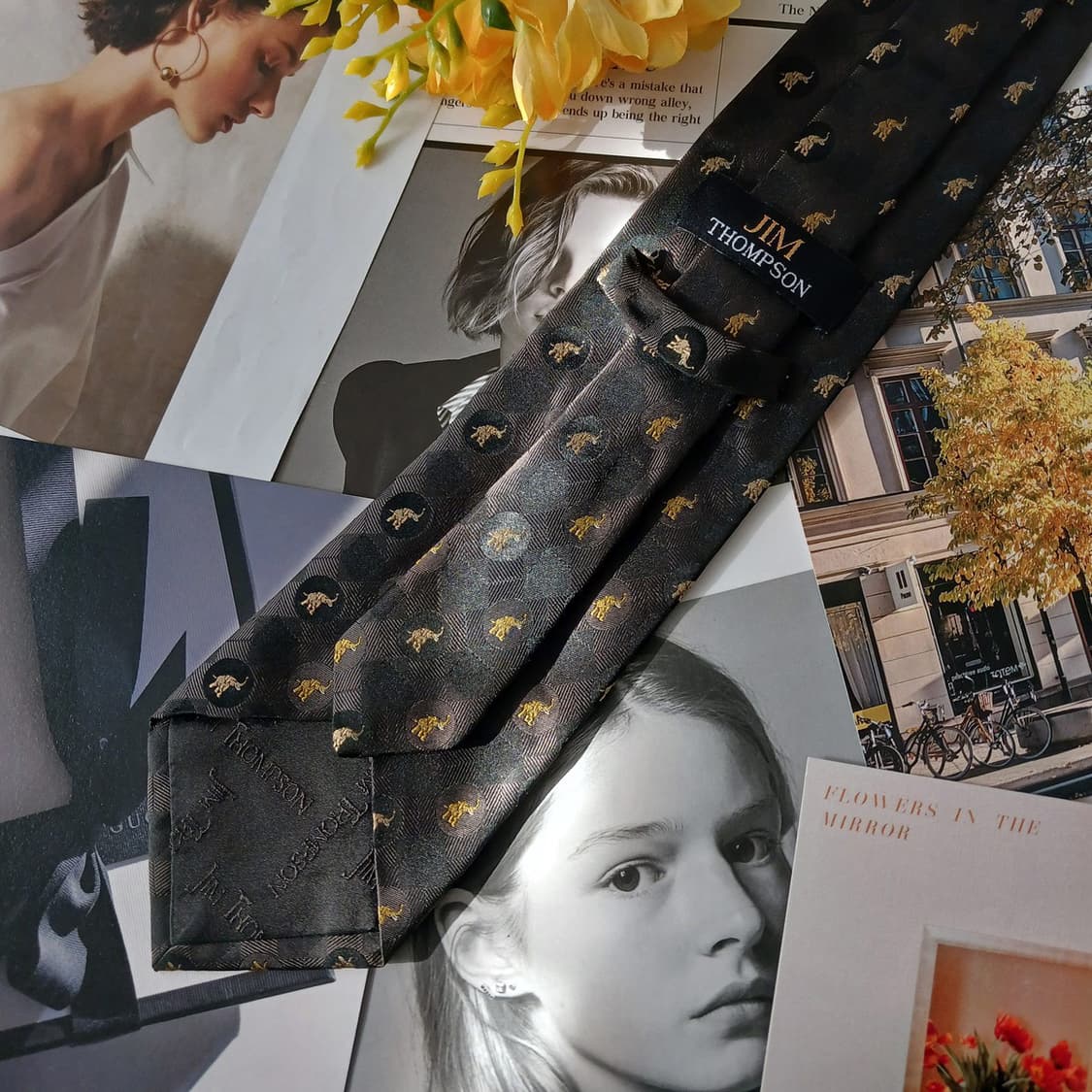 짐톰슨 실크 블랙 코끼리 자카드 넥타이 9.6cm A+등급 A18952
 상품이미지4