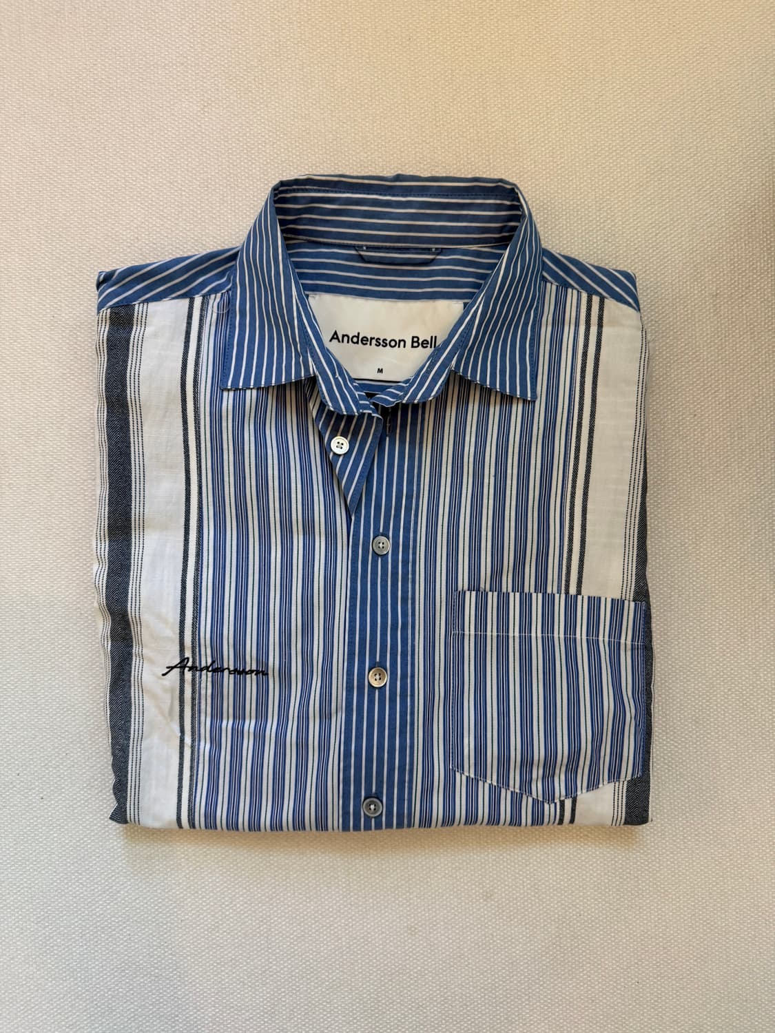 앤더슨벨 스트라이프 패치워크 셔츠 M 상품이미지1