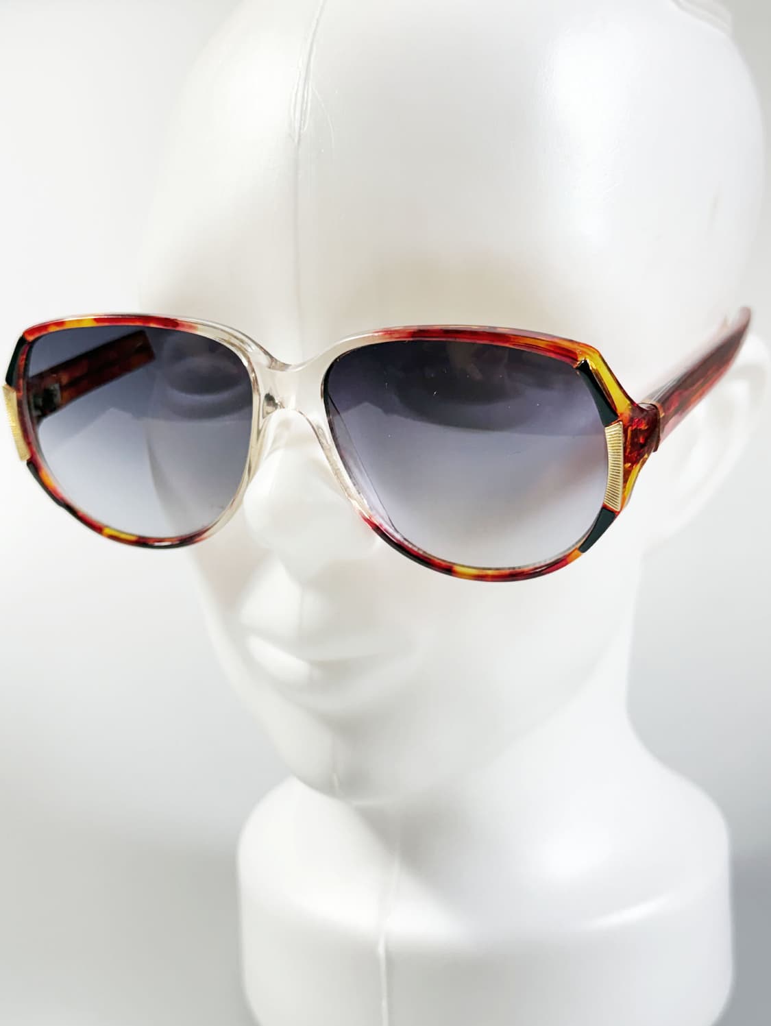 90s 투톤 토터스쉘 클리어 오벌 스퀘어 빈티지 선글라스 상품이미지8