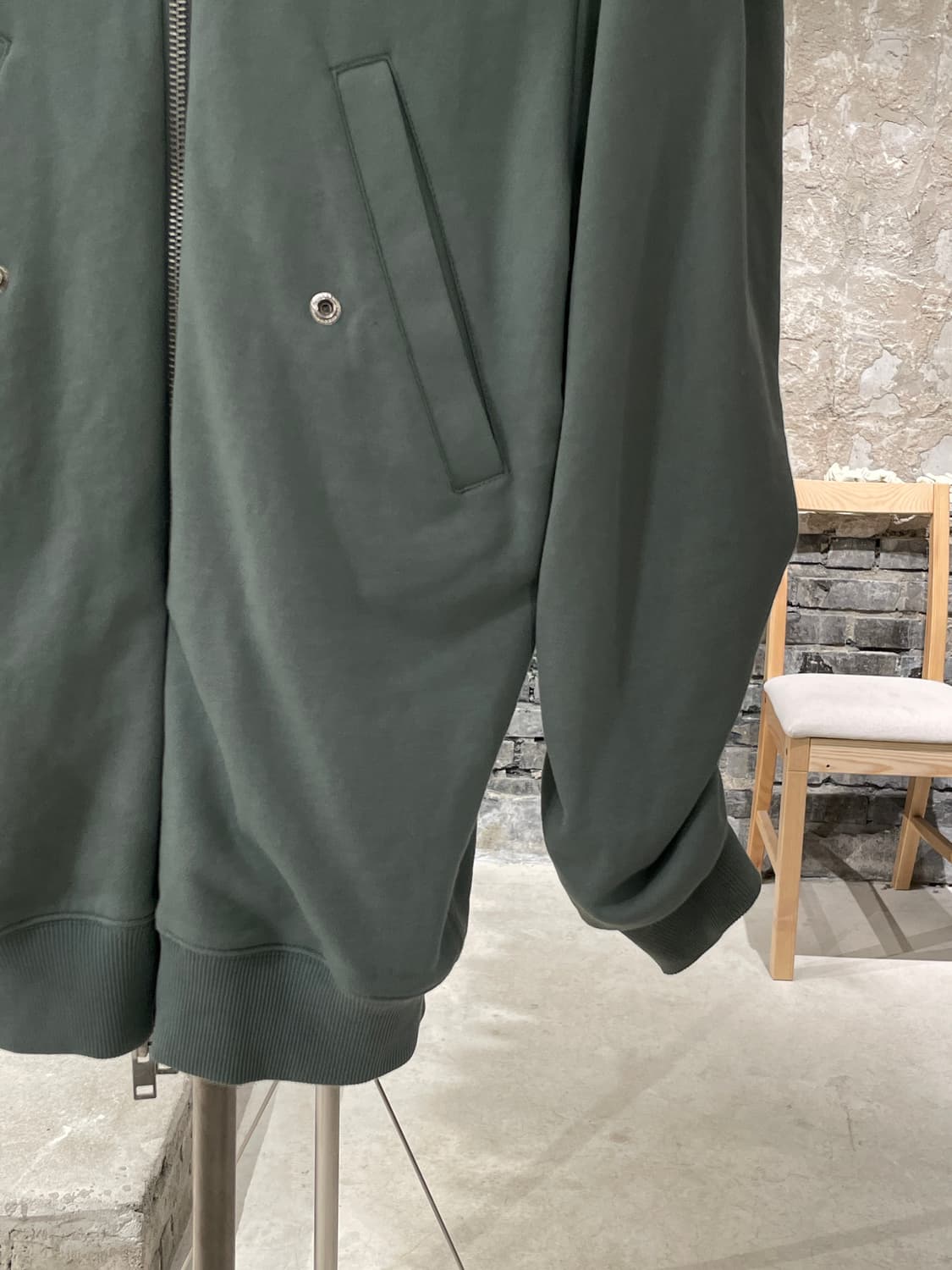 디젤 민트 그린 백 패널 레이어 드레이핑 슬리브 후디 집업 상품이미지5