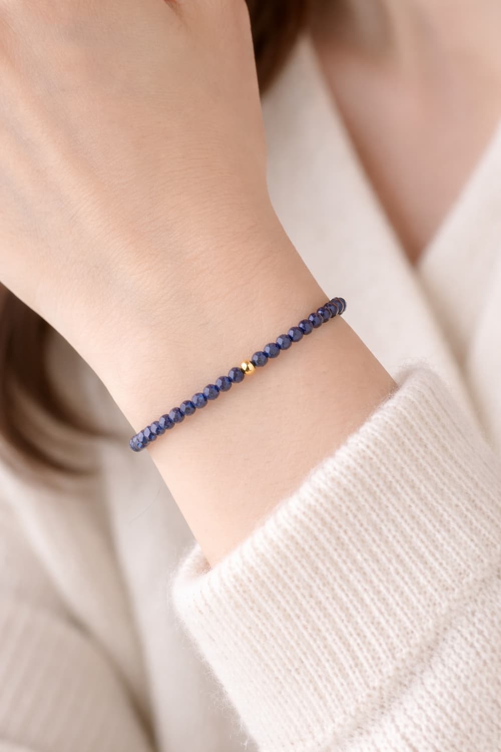 천연 라피스라줄리 원석 팔찌/ 천연 14K 골드필드 포인트 데일리 팔찌 상품이미지2