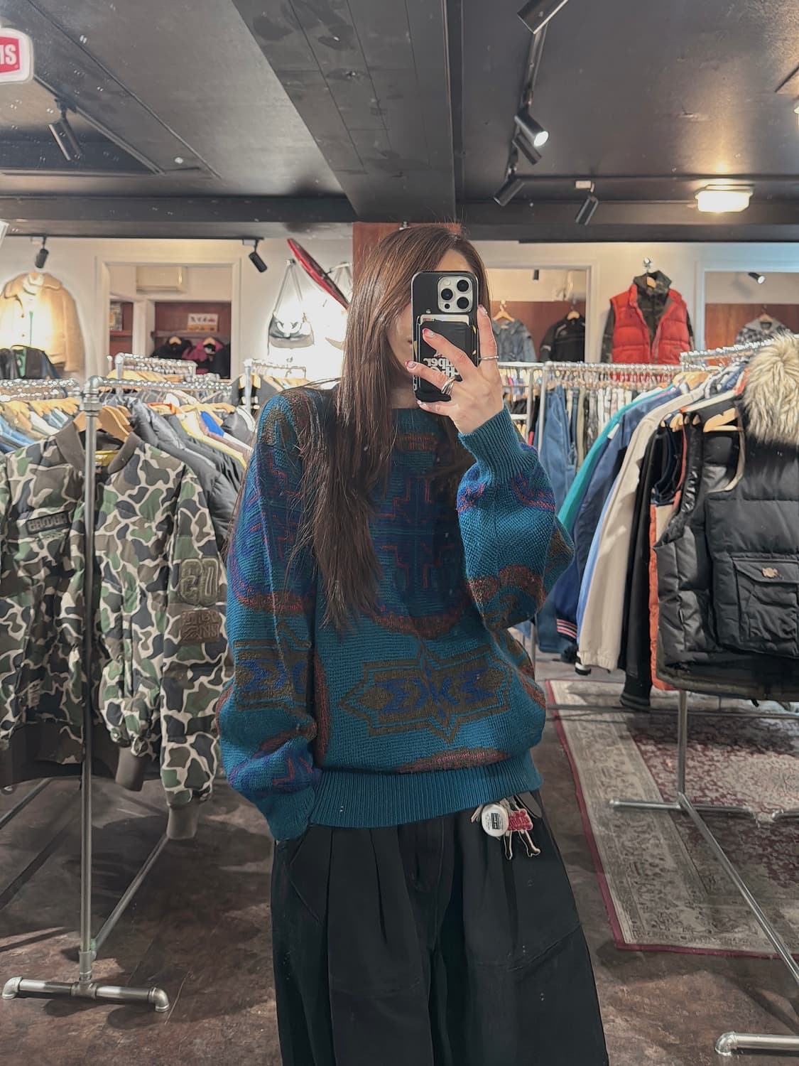 일본빈티지 JPN 패턴 울 니트 스웨타 M 상품이미지7