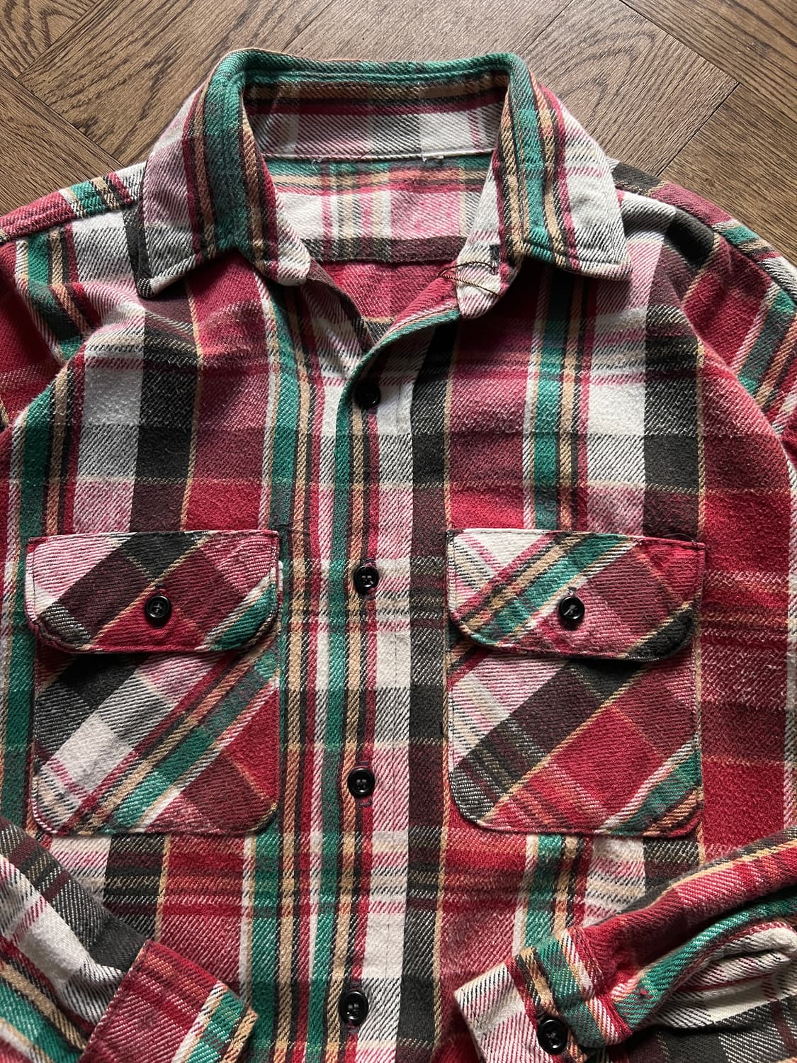 [M]90's USA 빈티지 플란넬 체크셔츠 상품이미지3