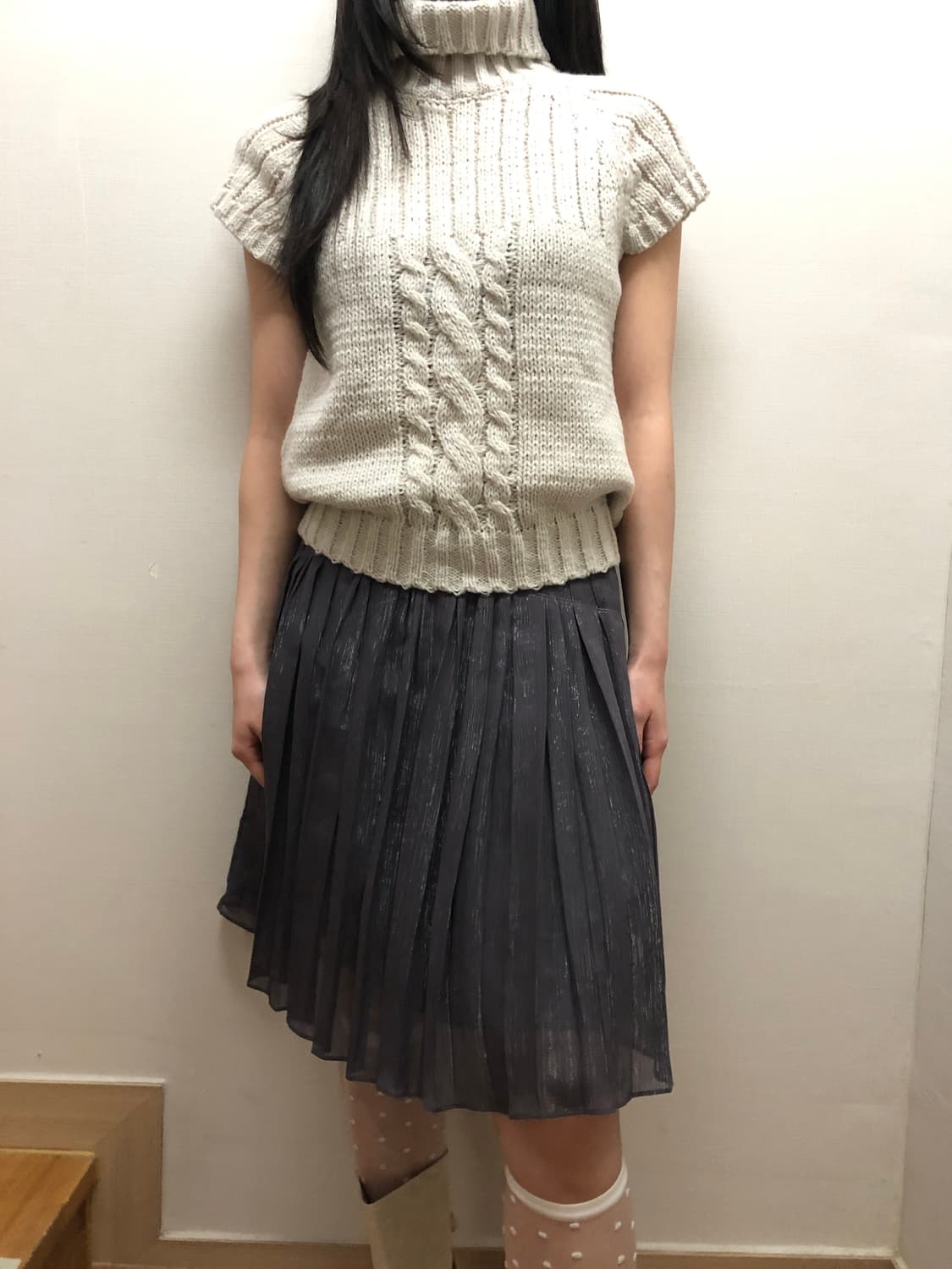 빈티지 그레이 글리터 플리츠 스커트 상품이미지2