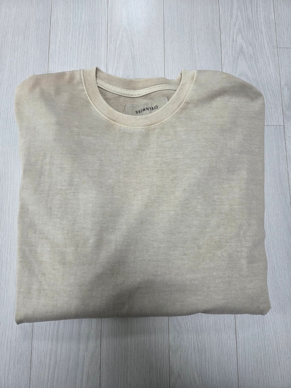 브라운야드 워시드 베이지 긴팔 티셔츠 상품이미지2