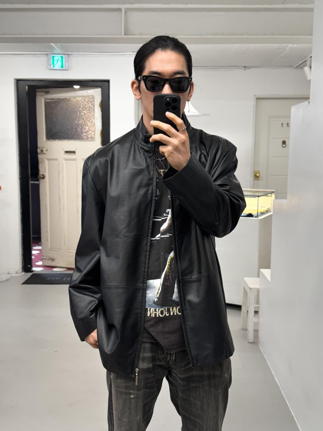 집업 레더 자켓 상품이미지6