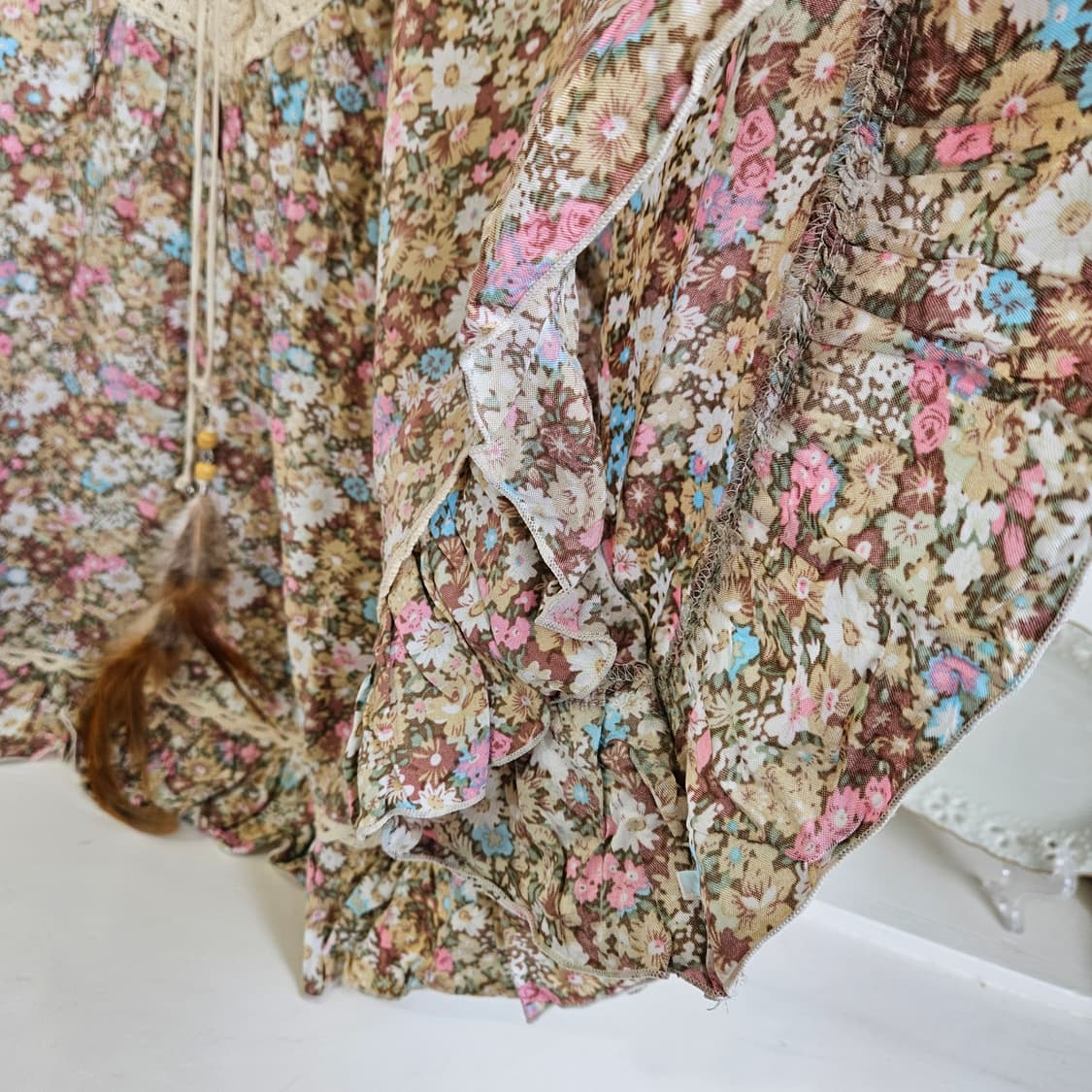 0327 플라워 코르셋 레이스 케이프블라우스 상품이미지4