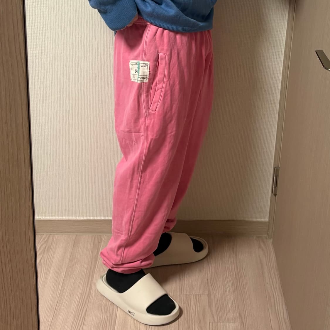 정품 인스턴트펑크 피그먼트 핑크 와이드 스웻 조거팬츠 밴딩 바지 상품이미지2