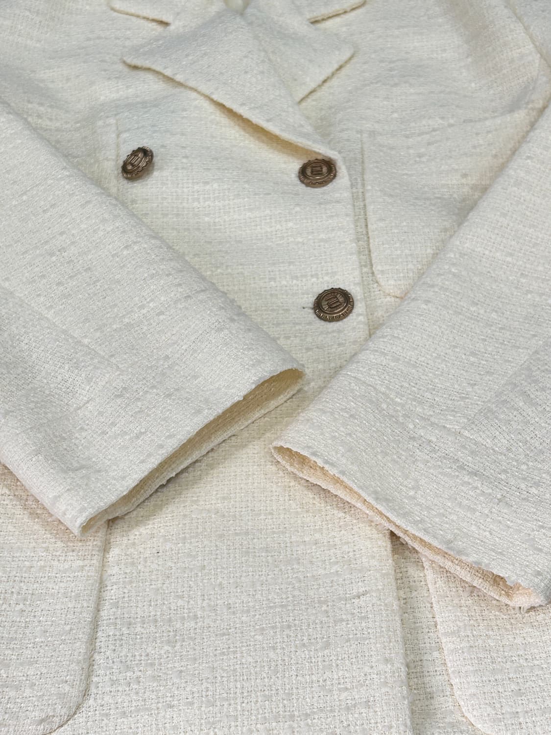 르꼬르망 아이보리 트위드 더블 버튼 자켓 코트 F 상품이미지10