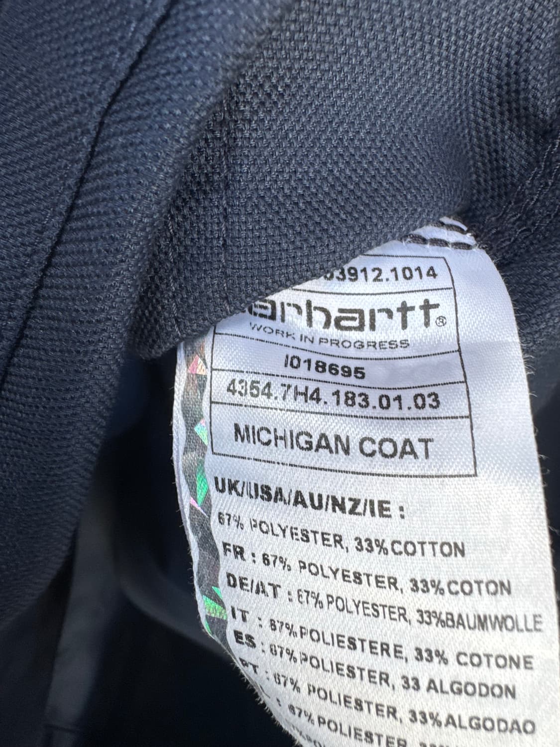 칼하트 wip 미시건 초어 포켓 코트 워크 자켓 네이비 S 상품이미지7