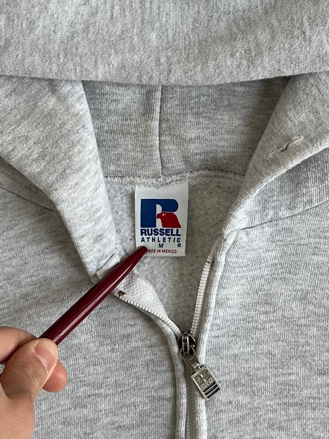 90s 빈티지 러셀 후드집업 밝은그레이 M 상품이미지5