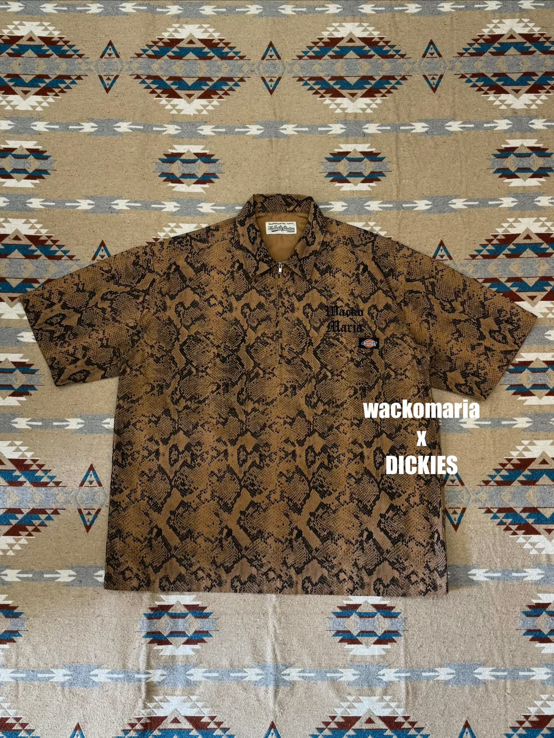 [S][100] 와코마리아 x 디키즈 하프집업 워크셔츠 파이톤  상품이미지1