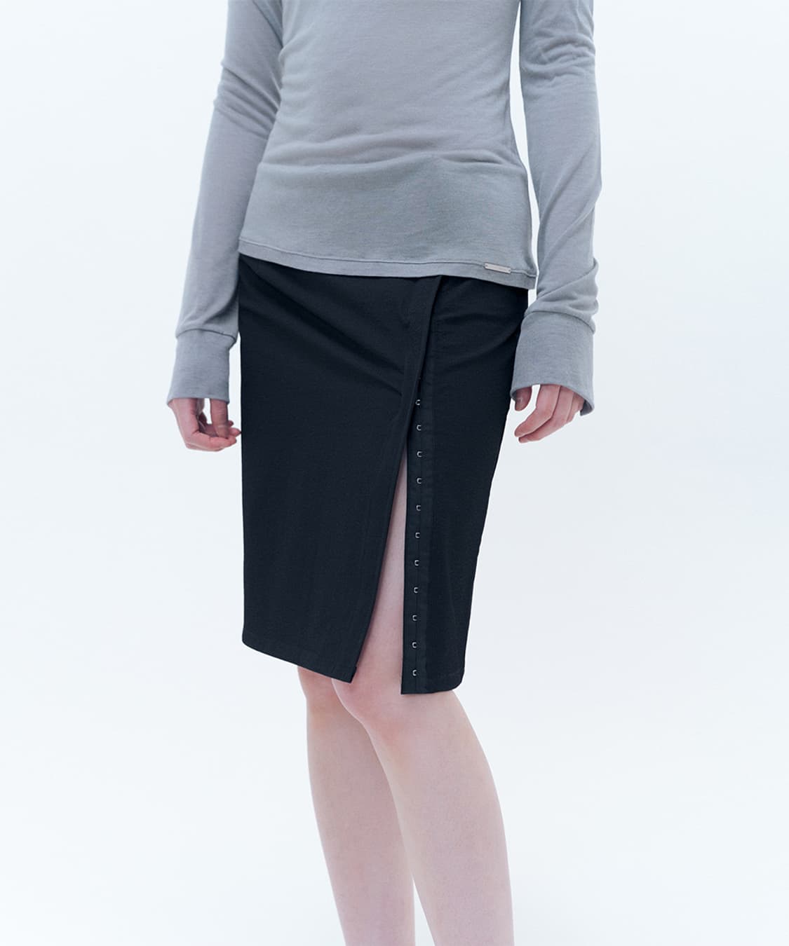 미세키서울Hookandeye slit skirt BLACK 상품이미지1