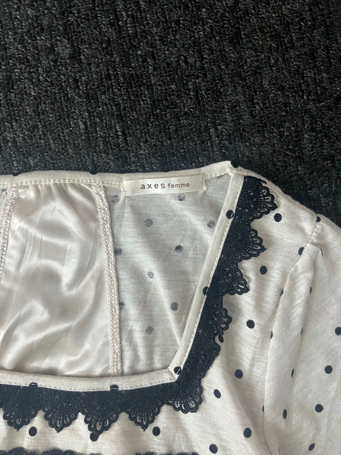 엑시즈팜 도트 레이스 모리 러블리 반팔 원피스 상품이미지2