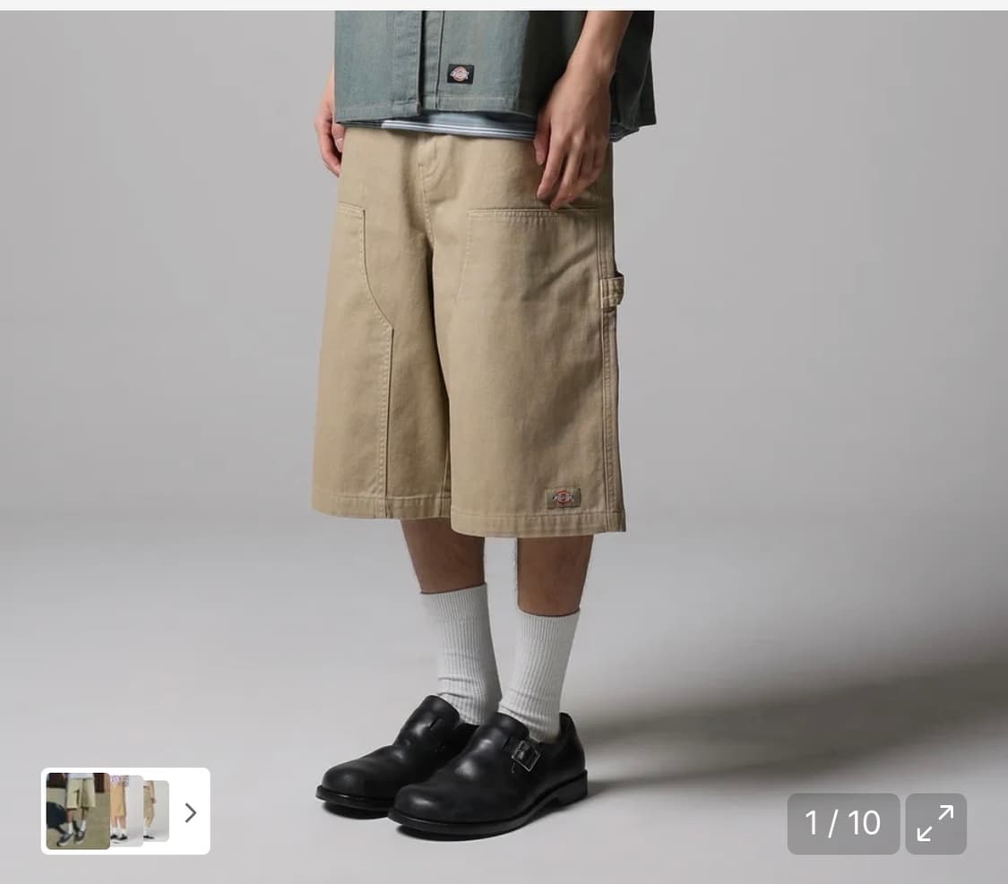 워시드 더블니 카펜터 트윌 쇼츠 Khaki S 새상품 디키즈 상품이미지1