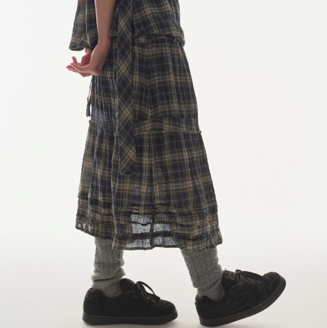 [2] 코이세이오 셔링 미디 스커트 체크 상품이미지2