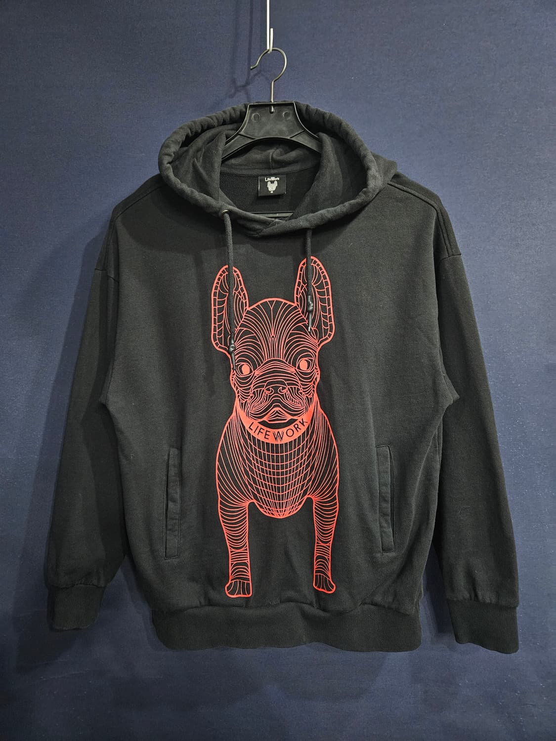 라이프워크 프린팅 블랙 남성 오버핏 95~100 포켓 후드티  상품이미지1