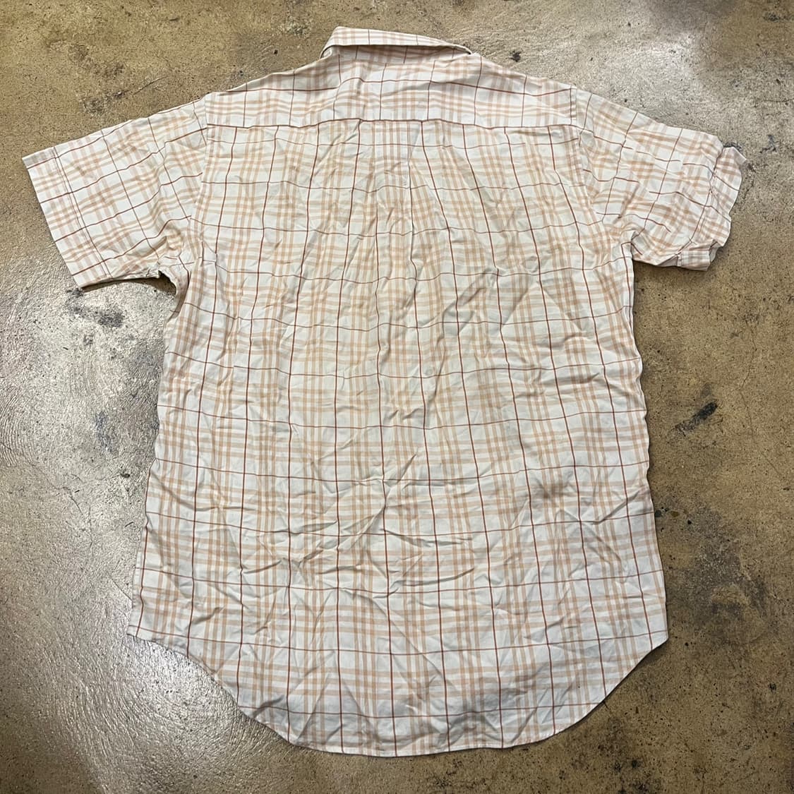 [정품/M] 버버리 체크 반팔 셔츠 아이보리 b16 상품이미지3