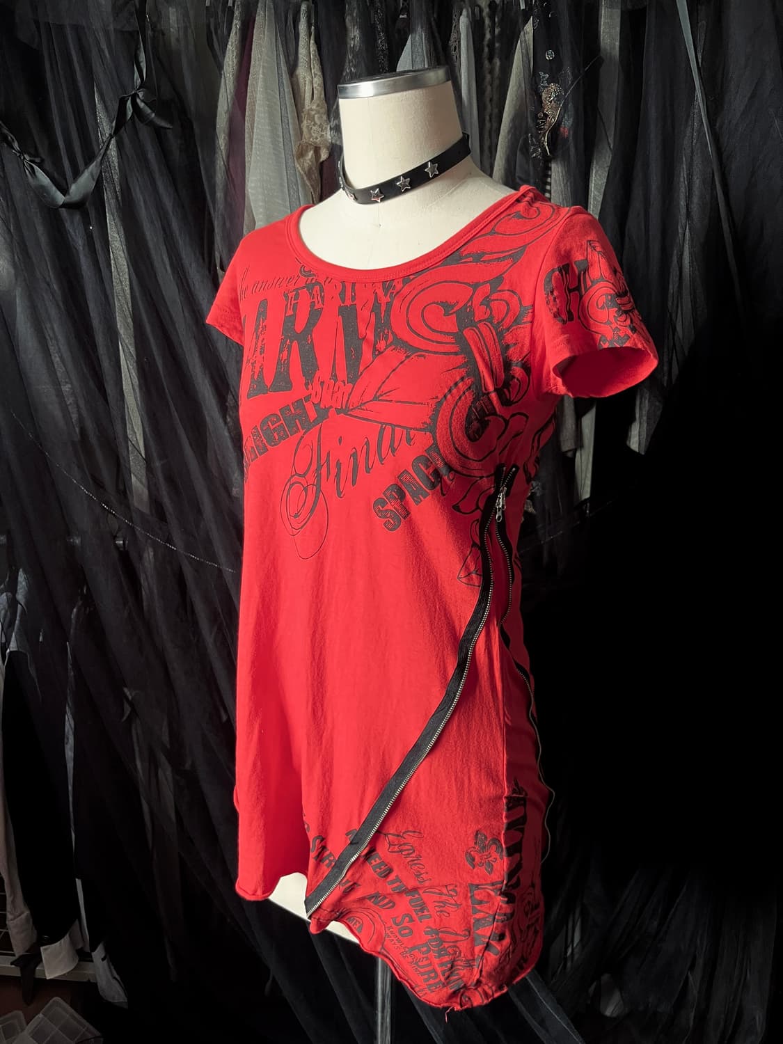 글리츠 Glitz 지퍼 디테일 펑크 반팔 티 상품이미지2