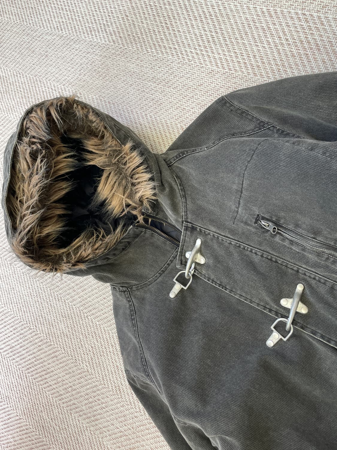 빈티지 파이어맨 실버버클 퍼트리밍 밸티드 자켓 상품이미지4