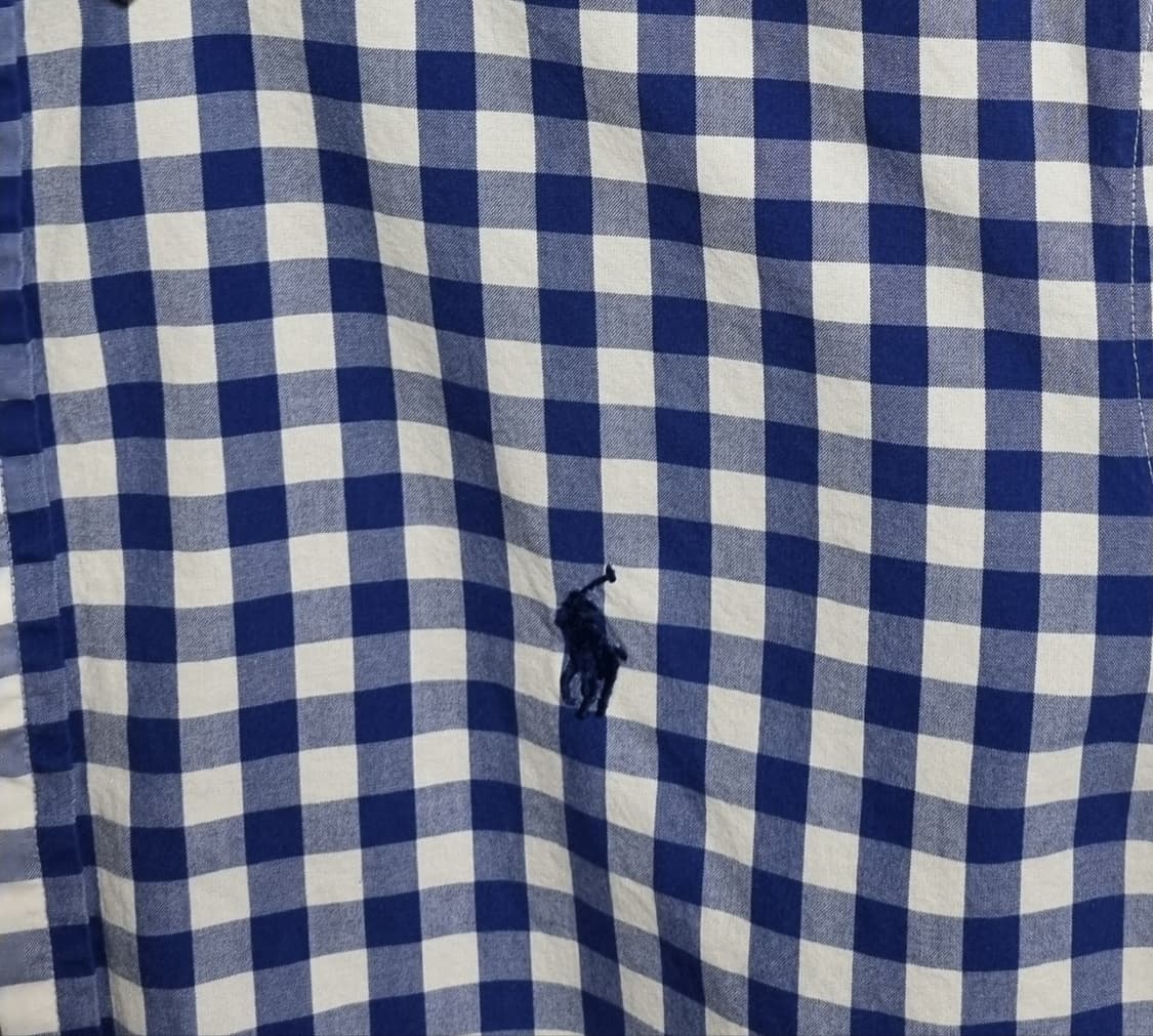 오버핏 M ) 폴로랄프로렌 블루 커스텀핏 체크셔츠 남방 상품이미지2