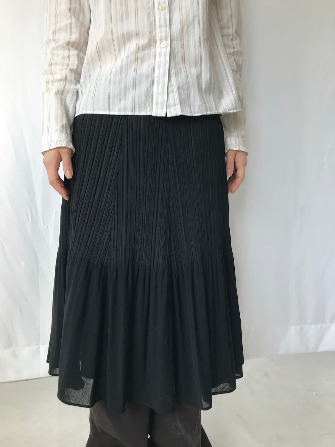 블랙 플리츠 스커트 상품이미지1