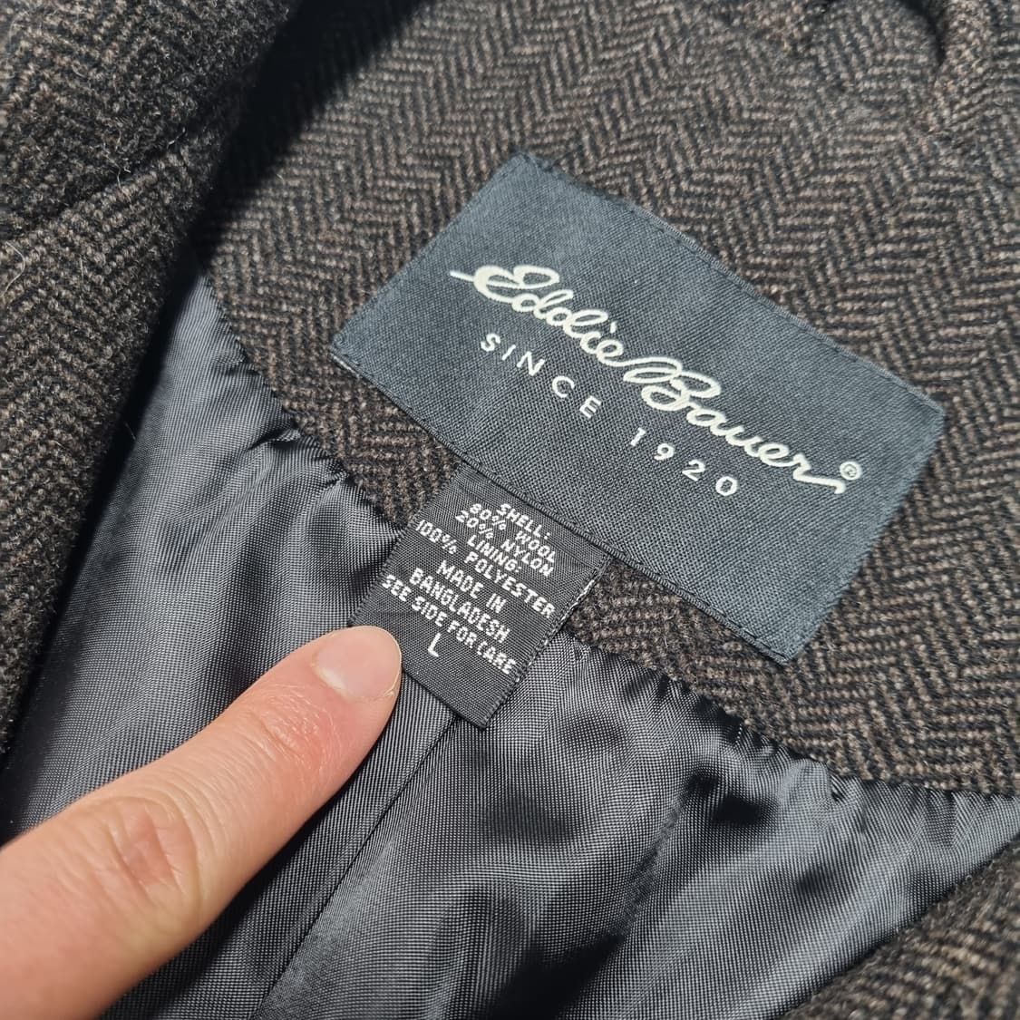 빈티지 에디바우어 헤링본 오버사이즈 코트 - L 상품이미지10