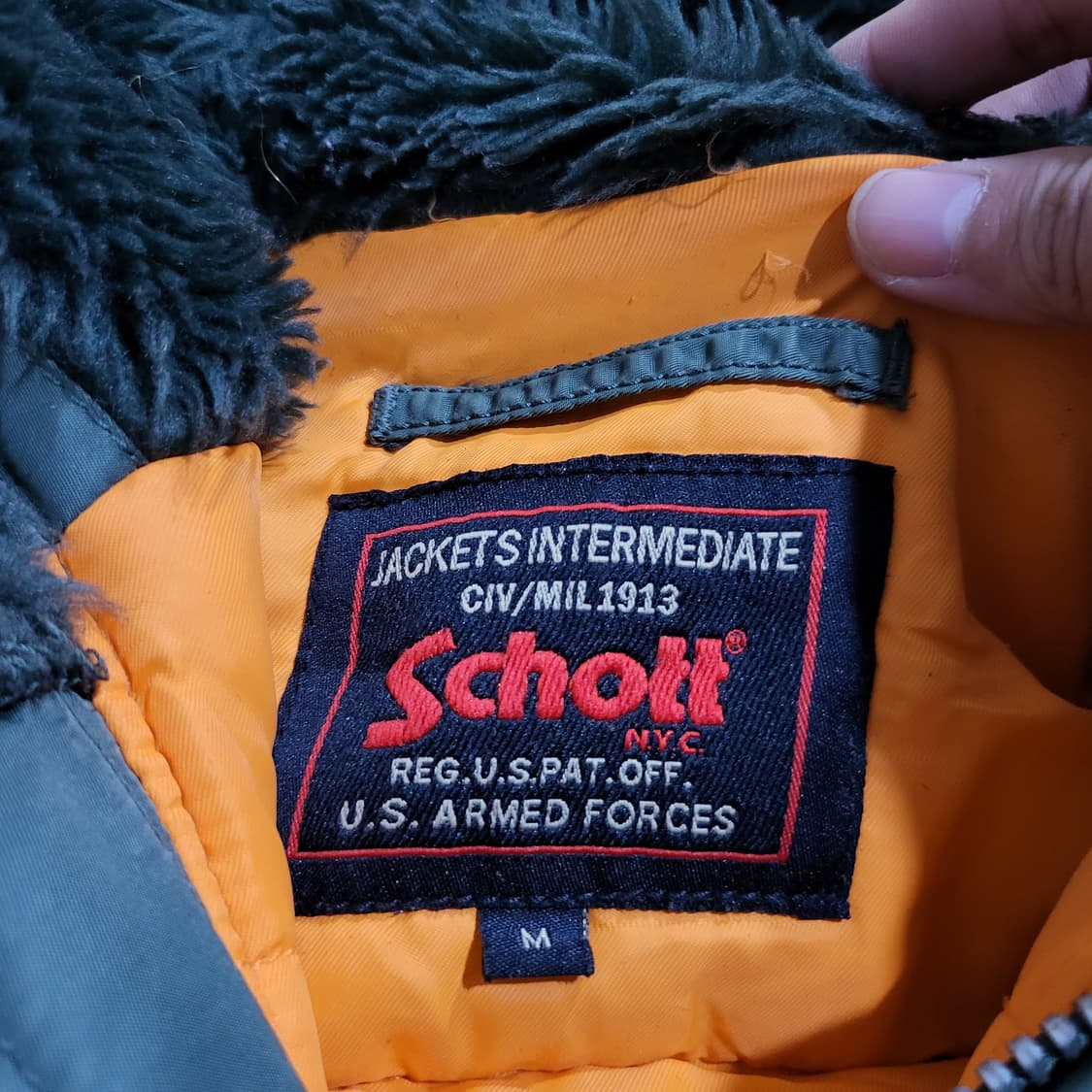 SCHOTT 쇼트 N3B 후드퍼 밀리터리 야상 파카 (M/100) 상품이미지5