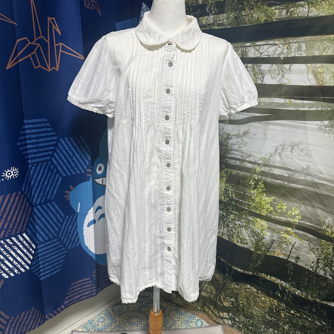 빈티지 화이트 홍콩 블라우스 원피스 둥근 카라 상품이미지2