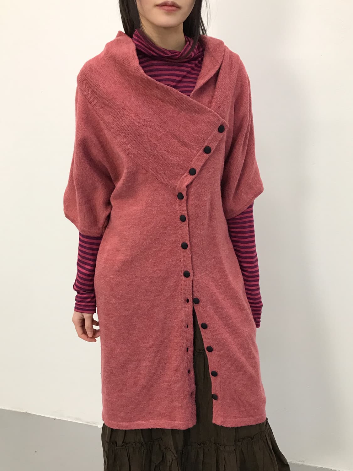 Jpn Asymmetric Button Knit Cardigans 상품이미지1