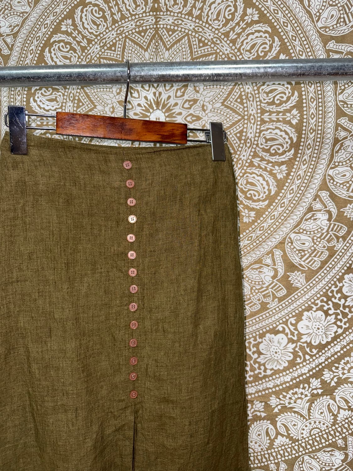 빈티지 여성 린넨 버튼 디테일 스커트  상품이미지4