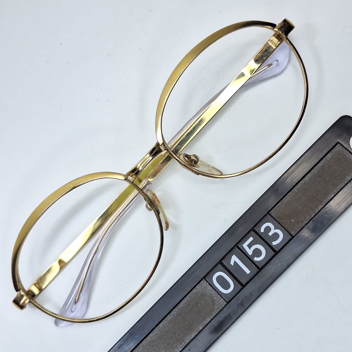 80s 일본제 빈티지 데드스톡/골드 브로우라인 포인트 안경테 133mm 상품이미지1