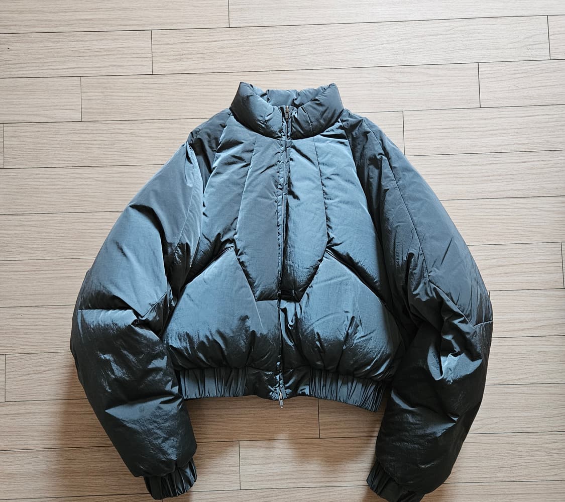 아조바이아조 패널드 쇼트 패디드 자켓 그레이 L 상품이미지5