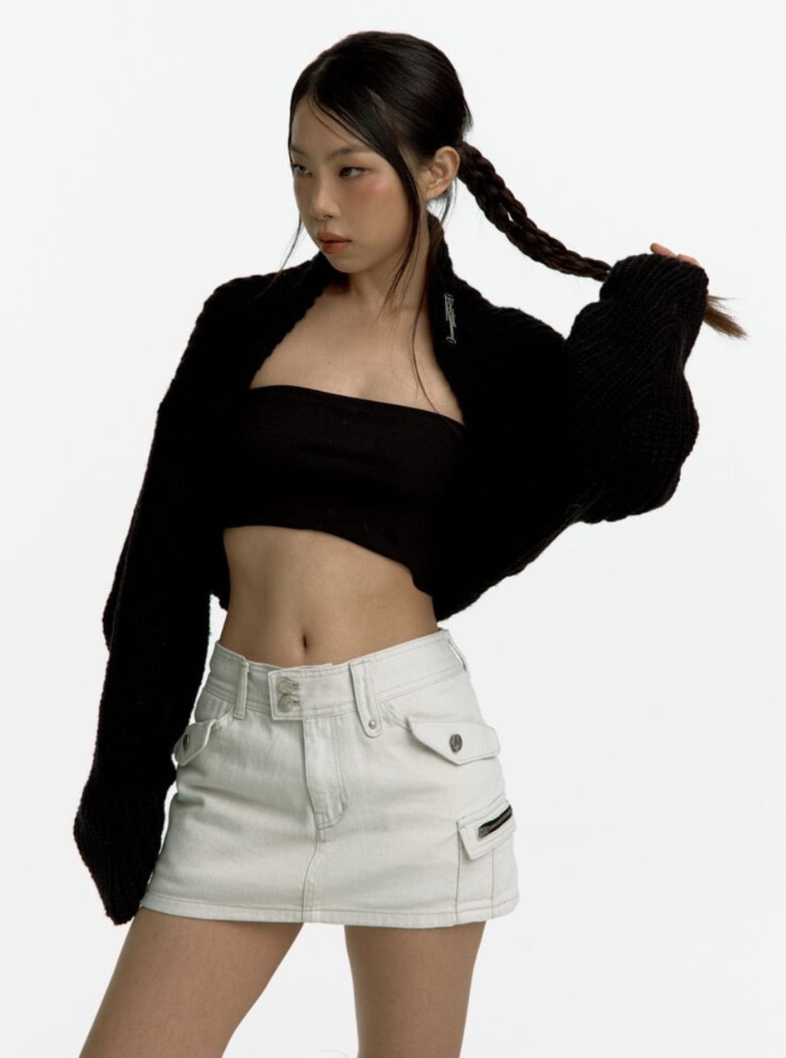 Kashiko bolero knit cardi black 상품이미지1